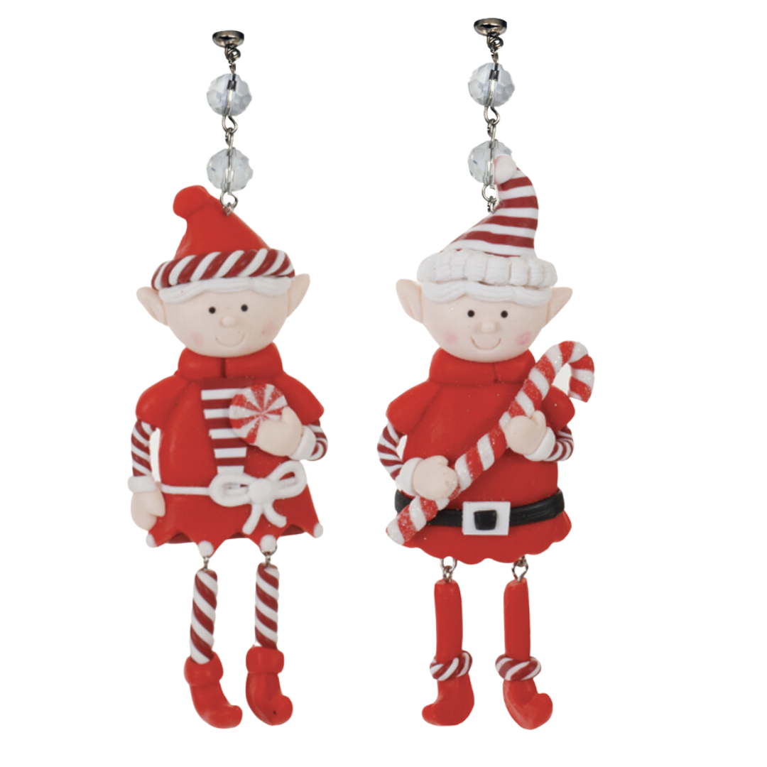 RED HOLIDAY ELF (Set/3) - MAGNETIC CHANDELIER ORNAMENT