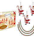 HOLIDAY CHANDELIER MAKEOVER KIT - (3) Santa + (3) 12" Red/Green Bead Crystal Garland