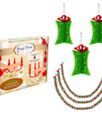 HOLIDAY CHANDELIER MAKEOVER KIT - (3) Red/Green Gift Box + (3) 12" Red/Green Bead Crystal Garland