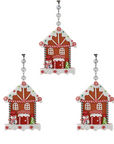 FLAT GINGERBREAD HOUSE - SNOWMAN (Set/3) or (Set/1) MAGNETIC CHANDELIER ORNAMENT