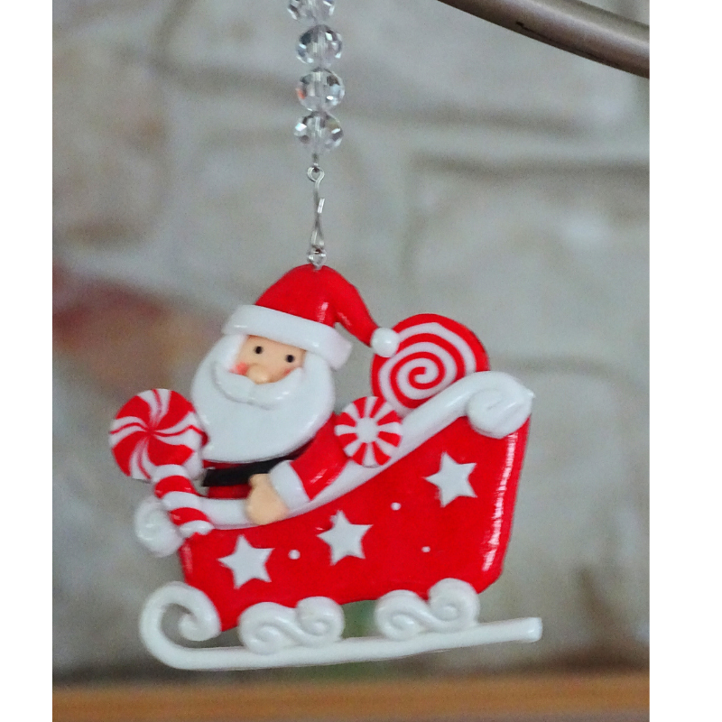 SANTA SLEIGH (Set/1) MAGNETIC CHANDELIER ORNAMENT