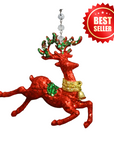 GLITTER RED REINDEER (Set/3) MAGNETIC CHANDELIER ORNAMENT