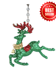 GLITTER GREEN REINDEER (Set/3) MAGNETIC CHANDELIER ORNAMENT