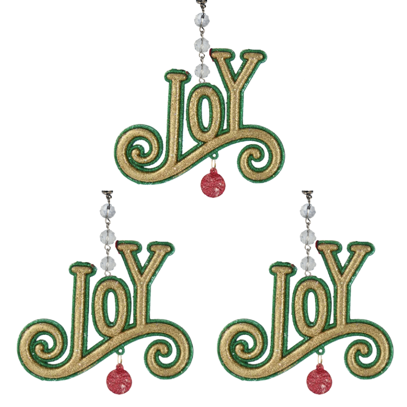 GREEN/GOLD JOY (Set/3) MAGNETIC CHANDELIER ORNAMENT