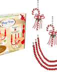 HOLIDAY CHANDELIER MAKEOVER KIT - (3) Candy Cane + (3) 12" Red Crystal Garland