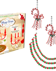 HOLIDAY CHANDELIER MAKEOVER KIT - (3) Candy Cane + (3) 12" Red/Green Crystal Garland