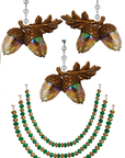 FALL CHANDELIER MAKEOVER KIT - GLITTER ACORN +  12" GREEN/GOLD CRYSTAL BEAD GARLAND