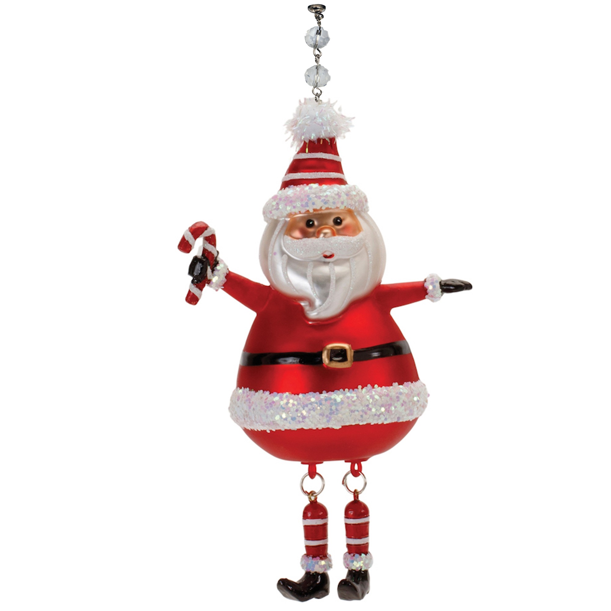 6.25&quot; GLASS SANTA (Set/1) or (Set/3) MAGNETIC CHANDELIER ORNAMENT