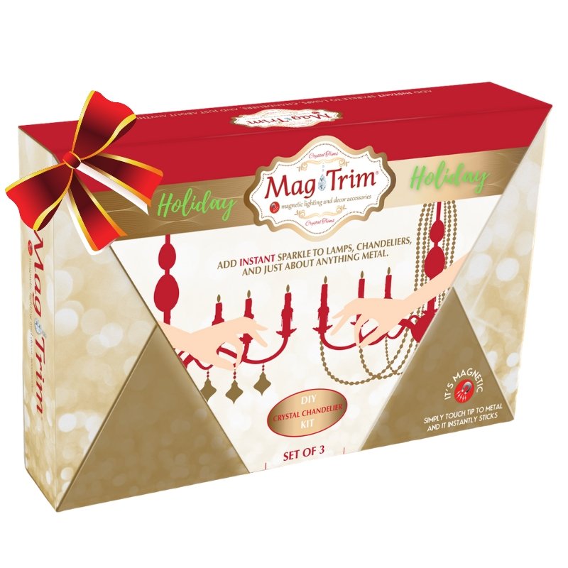 GLITTER RED/GOLD SLEIGH (Set/3) MAGNETIC CHANDELIER ORNAMENT - MagTrim Designs LLC