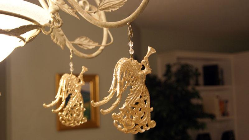 GOLD GLITTER ANGEL (Set/3) MAGNETIC CHANDELIER ORNAMENT