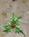 GLITTER HOLLY MAGNETIC CHANDELIER ORNAMENT