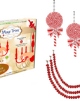 HOLIDAY CHANDELIER MAKEOVER KIT - (3) Peppermint Lolly Pop + (3) 12" Red Crystal Garland