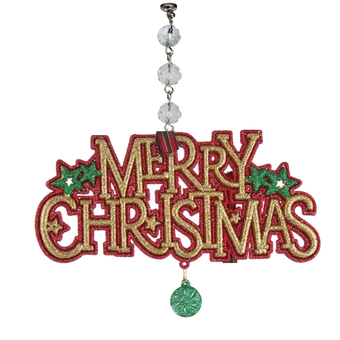 RED/GOLD MERRY CHRISTMAS (Set/3) MAGNETIC CHANDELIER ORNAMENT