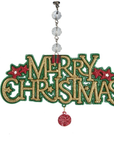 GREEN/GOLD MERRY CHRISTMAS (Set/3) MAGNETIC CHANDELIER ORNAMENT