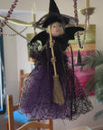 BLACK + PURPLE WITCH (Set/1) MAGNETIC HALLOWEEN CHANDELIER ORNAMENT