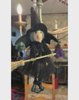 BLACK + GOLD WITCH (Set/1) or (Set/3) MAGNETIC HALLOWEEN CHANDELIER ORNAMENT