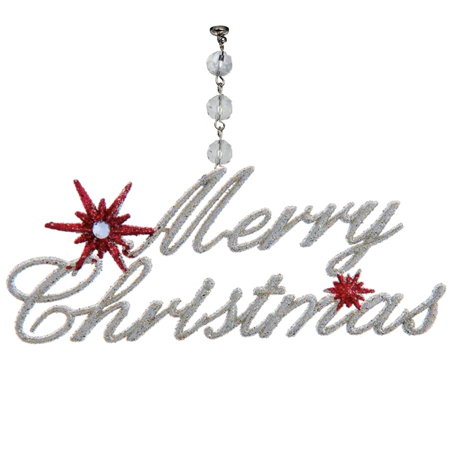SILVER MERRY CHRISTMAS (Set/3) MAGNETIC CHANDELIER ORNAMENT