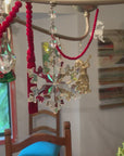 HOLIDAY CHANDELIER MAKEOVER KIT - (3) Crystal Snowflake + (3) 12" Red Crystal Garland