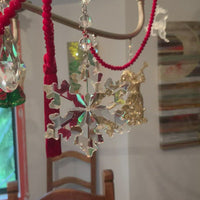 HOLIDAY CHANDELIER MAKEOVER KIT - (3) Crystal Snowflake + (3) 12" Red Crystal Garland