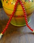 RED (SMALL BEAD) 24" WOOD BEAD GARLAND w/ JUTE TASSELS (Set/1)