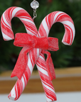 RED WHITE CANDY CANE w/BOW (Set/3) MAGNETIC CHANDELIER ORNAMENT