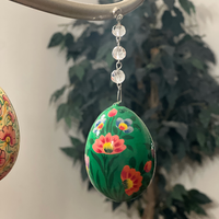 GREEN FLORAL EGG MAGNETIC ORNAMENT (Box of 3) - Magnetic Chandelier Ornament