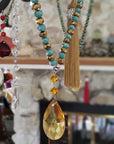 12" Crystal Garland - Turquoise/Gold (Set of 3) Magnetic Chandelier Crystal TrimKit® - MagTrim Designs LLC