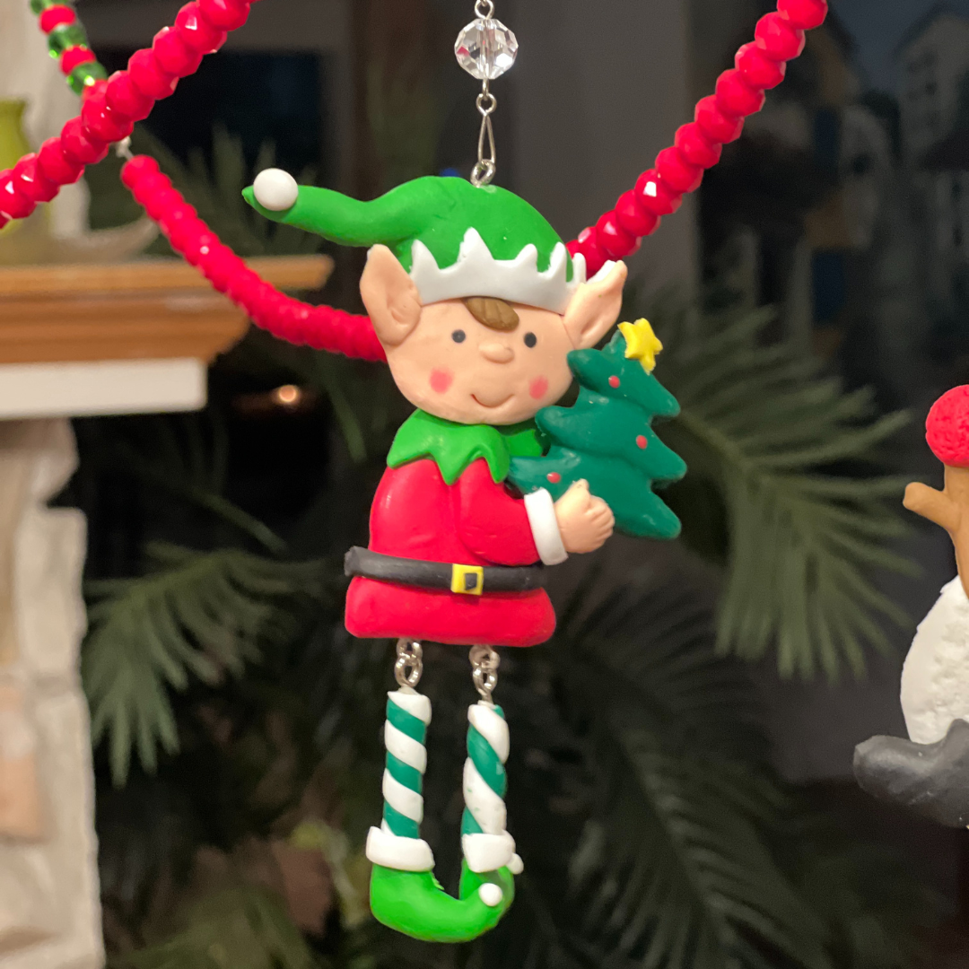 HOLIDAY ELF - TREE (Set/3) MAGNETIC CHANDELIER ORNAMENT