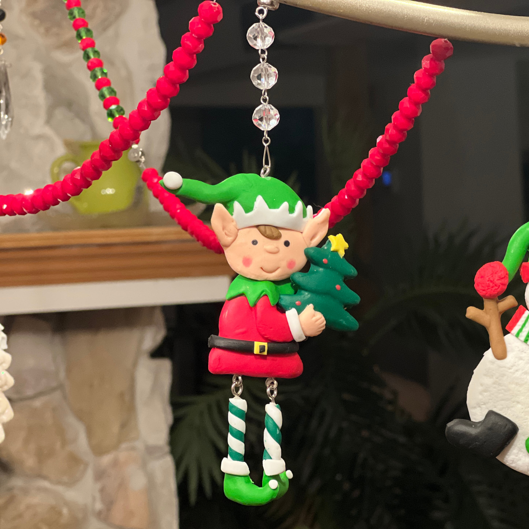 HOLIDAY ELF - TREE (Set/3) MAGNETIC CHANDELIER ORNAMENT