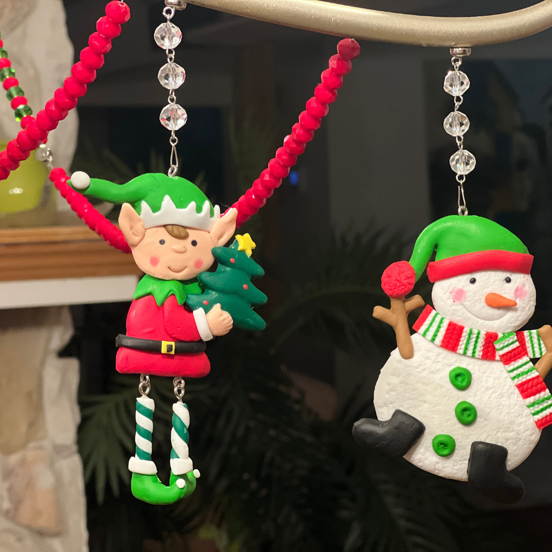 HOLIDAY ELF - TREE (Set/3) MAGNETIC CHANDELIER ORNAMENT