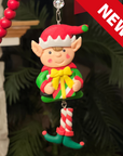 HOLIDAY ELF - YELLOW BOW (Set/3) MAGNETIC CHANDELIER ORNAMENT