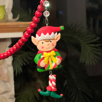 HOLIDAY ELF - YELLOW BOW (Set/3) MAGNETIC CHANDELIER ORNAMENT