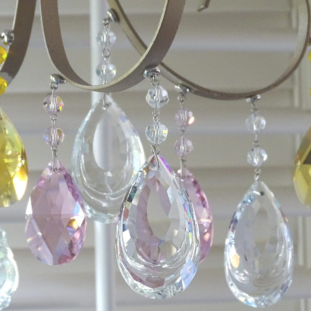 4" CLEAR 3D CRYSTAL ALMOND Magnetic Chandelier Crystal (Set/3)