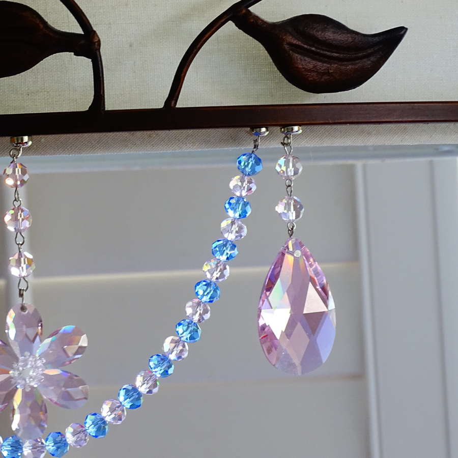3" PINK FACETED WEAVED ALMOND (Box of 3) Magnetic Chandelier Crystal TrimKit®
