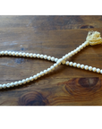 WHITE (SMALL BEAD) 24" WOOD BEAD GARLAND w/ JUTE TASSELS (Set/1)