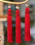 6.5" RED CRYSTAL BEAD TASSEL (Set/3) MAGNETIC CHANDELIER ORNAMENT - Magnetic Chandelier Accessory TrimKit®