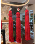 6.5" RED CRYSTAL BEAD TASSEL (Set/3) MAGNETIC CHANDELIER ORNAMENT - Magnetic Chandelier Accessory TrimKit®