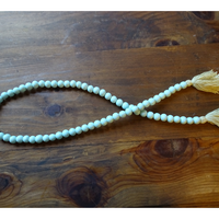 LIGHT BLUE (SMALL BEAD) 24" WOOD BEAD GARLAND w/ JUTE TASSELS (Set/1)