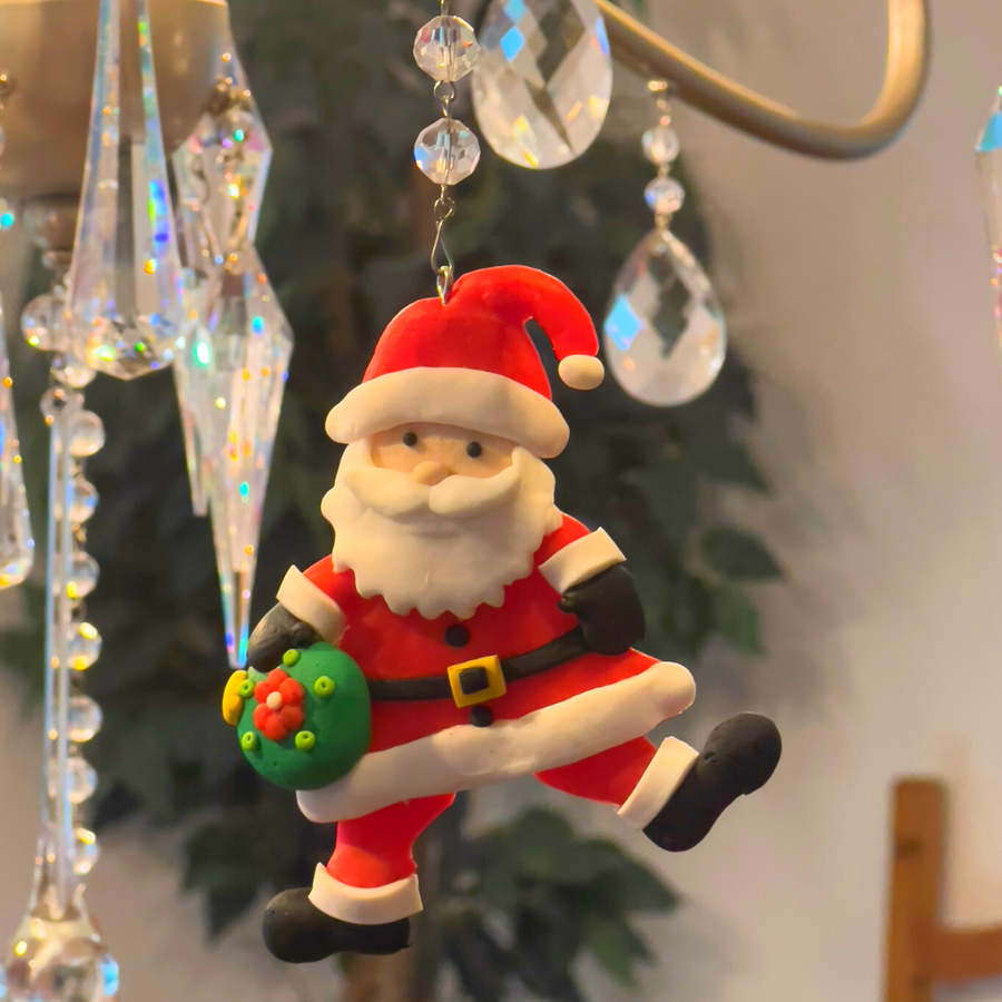 HOLIDAY CHANDELIER MAKEOVER KIT - (3) Santa + (3) 12" Red Bead Crystal Garland