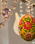 SPRING CHANDELIER MAKEOVER KIT - (3) Yellow Floral Egg + (3) 12" Pink Crystal Garland (Set/6)