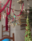 CLEAR CRYSTAL STAR (Set/3) MAGNETIC CHANDELIER ORNAMENT