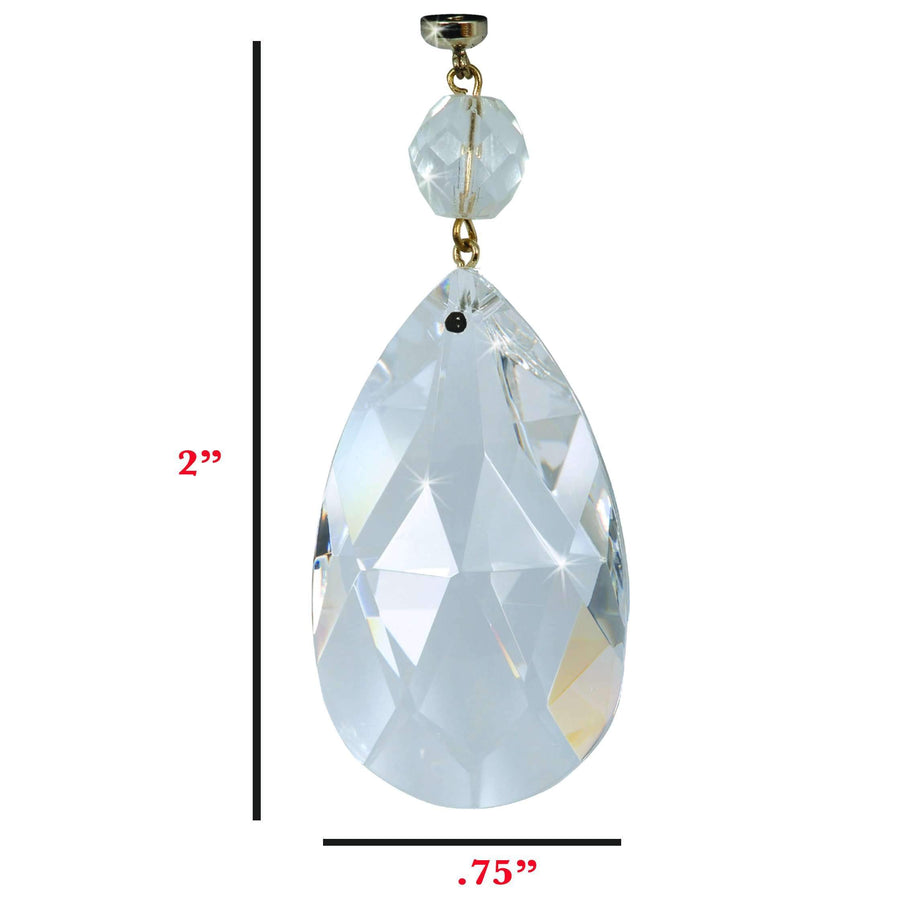 2" CLEAR "MINI" CENTER CUT CRYSTAL ALMOND Magnetic Chandelier Crystal (Box of 6) - MagTrim Designs LLC