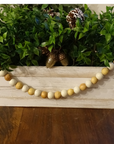 NATURAL BEIGE + WHITE (LARGE BEAD) 24" WOOD BEAD GARLAND w/ JUTE TASSELS (Set/1)