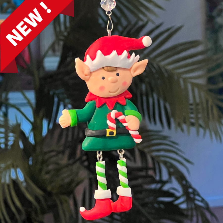 HOLIDAY ELF - CANDY CANE (Set/3) MAGNETIC CHANDELIER ORNAMENT