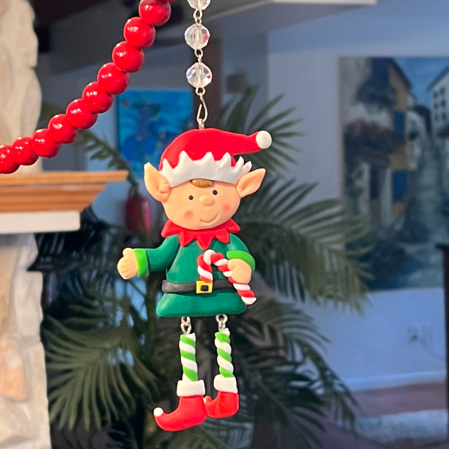 HOLIDAY ELF - CANDY CANE (Set/3) MAGNETIC CHANDELIER ORNAMENT