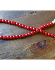 RED (LARGE BEAD) 24" WOOD BEAD GARLAND w/ JUTE TASSELS (Set/1)