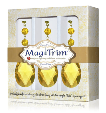 3" YELLOW FACETED WEAVED ALMOND (Box of 3) Magnetic Chandelier Crystal TrimKit® - MagTrim Designs LLC
