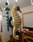 WHITE SEA HORSE (Set/3) MAGNETIC COASTAL ORNAMENT - Magnetic Chandelier Ornament