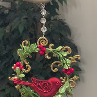 HOLIDAY CHANDELIER MAKEOVER KIT - (3) Dove Wreath + (3) 12" Dark Red Bead Crystal Garland