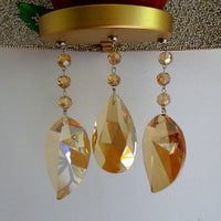 4" CHAMPAGNE CENTER CUT CRYSTAL ALMOND MAGNETIC CHANDELIER CRYSTAL (Box of 3) - MagTrim Designs LLC